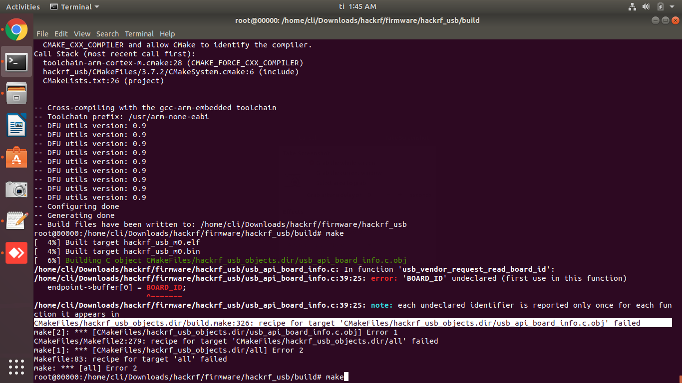 make: *** [all] Error 2 · Issue #786 · greatscottgadgets/hackrf · GitHub