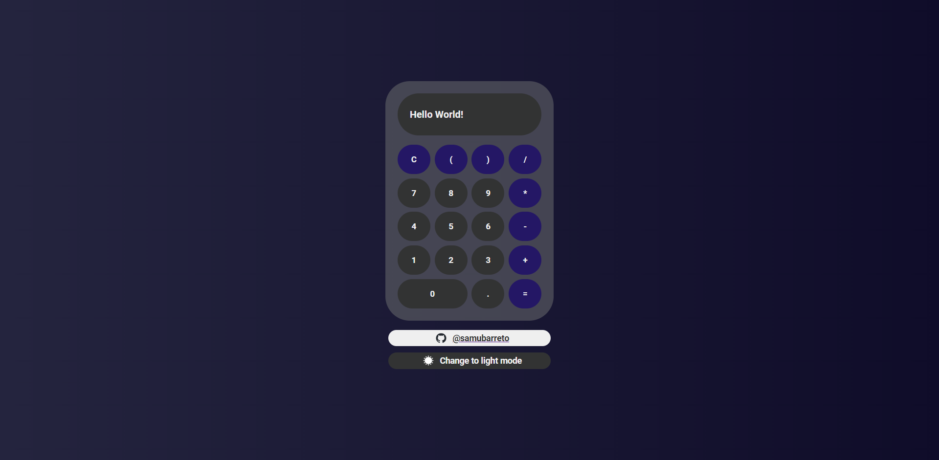 GitHub samubarreto/jscalculator Calculadora web com dark/light mode