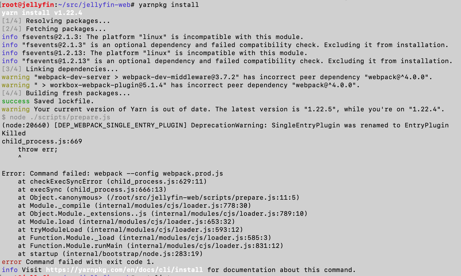 Build fails on ubuntu 20.04.2 LTS (amd64) · Issue #2362 · jellyfin ...