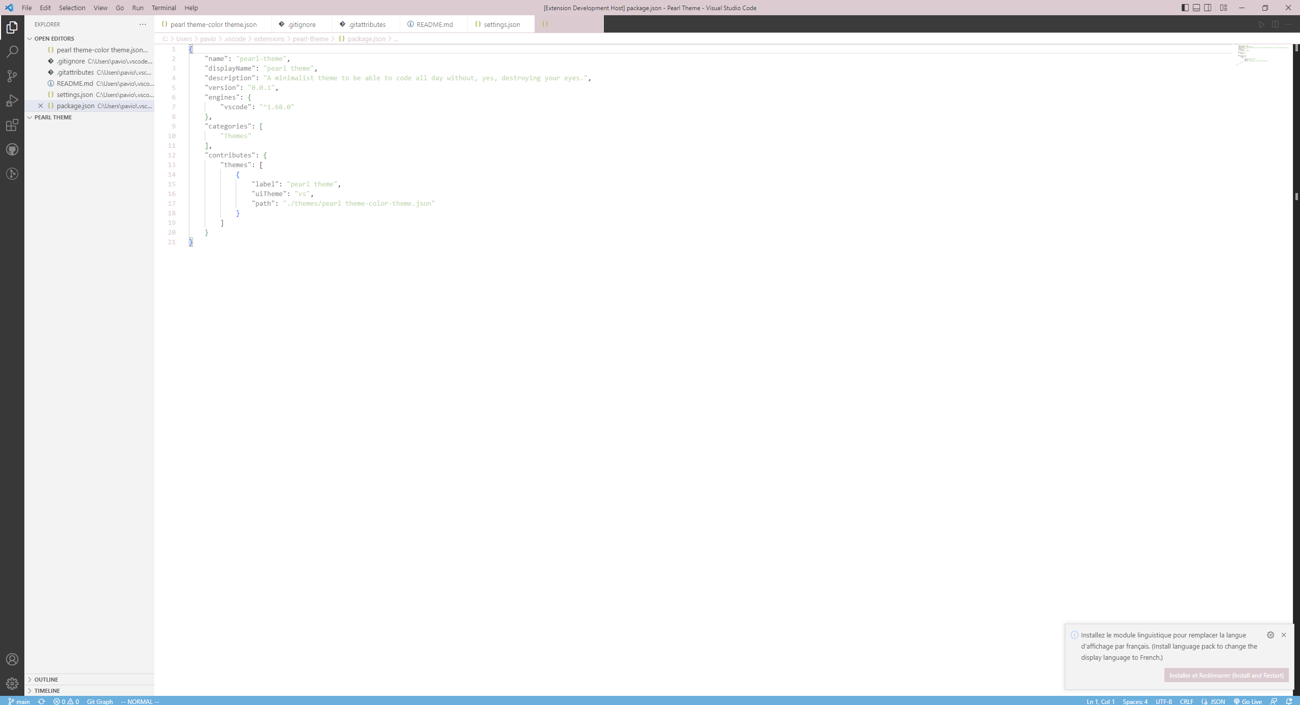 GitHub - LaurenPaviot/Pearl-Theme: A minimalist theme for code all day ...