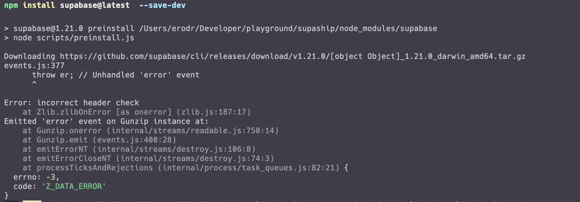 npm install fails to download binary · Issue #679 · supabase/cli · GitHub
