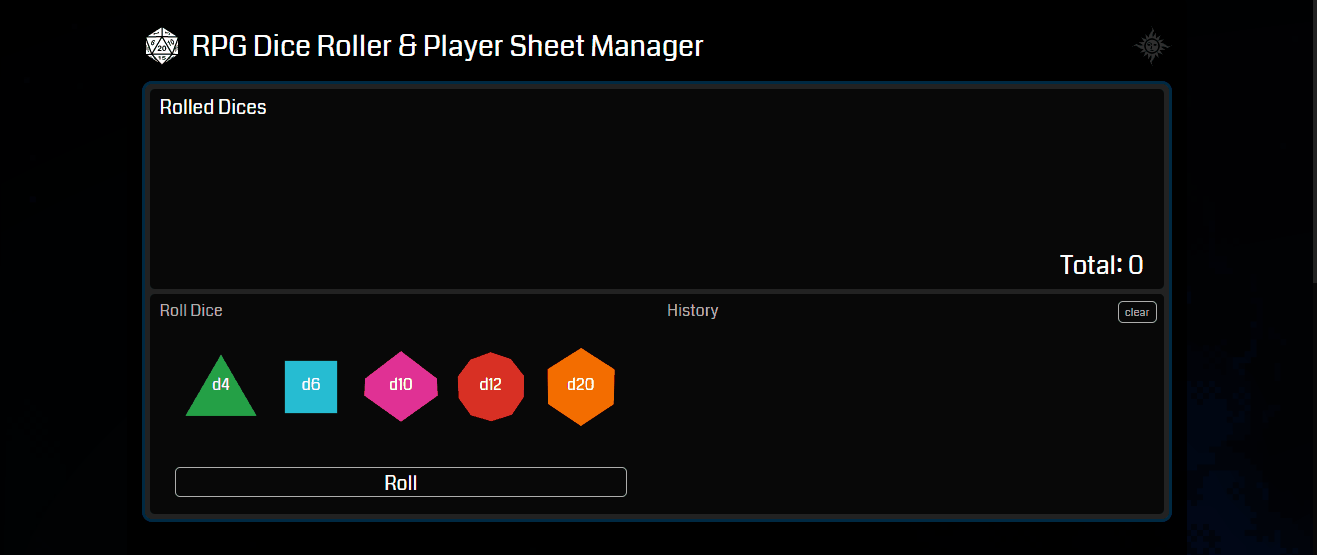 GitHub NycolasFelipe/reactrpg RPG Dice Roller Player Sheet