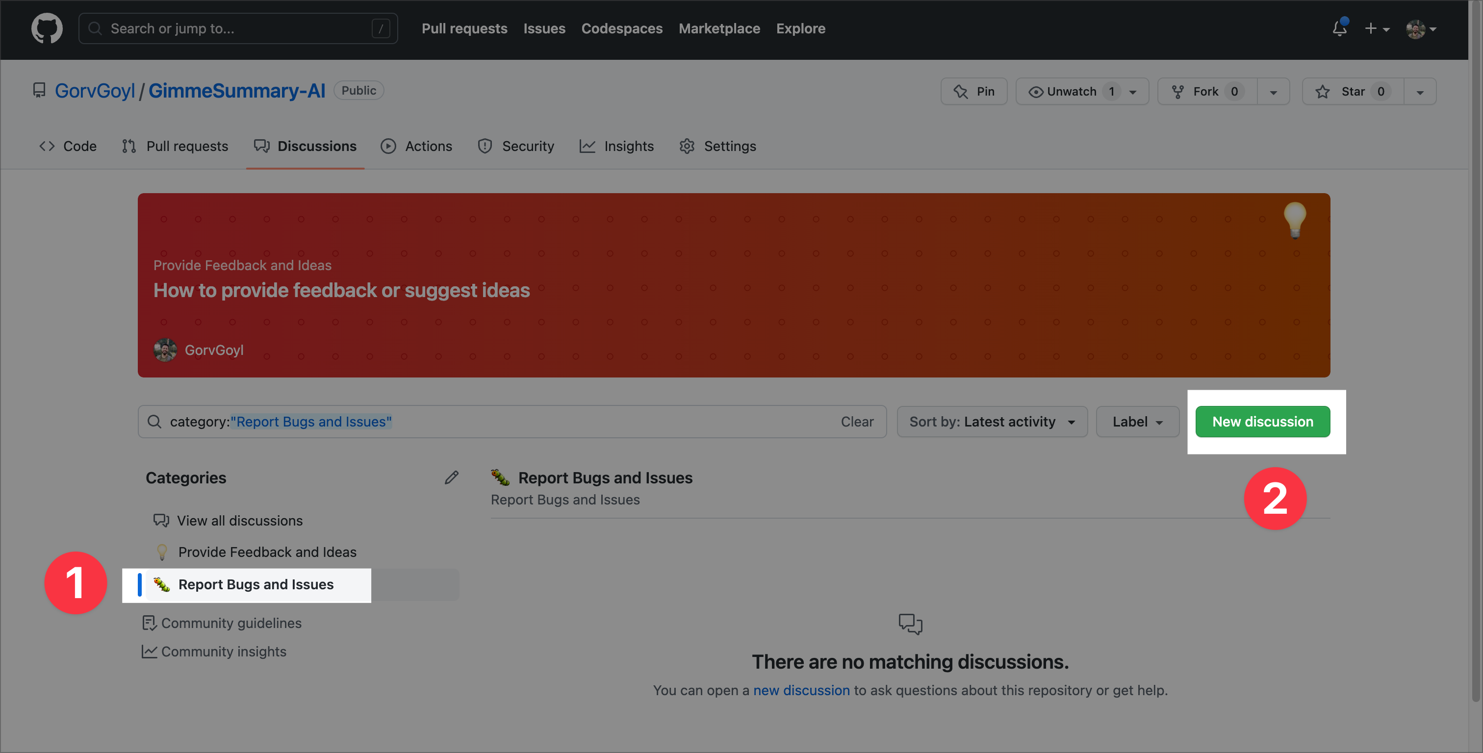 How to report bugs and issues · GorvGoyl GimmeSummary-AI · Discussion ...