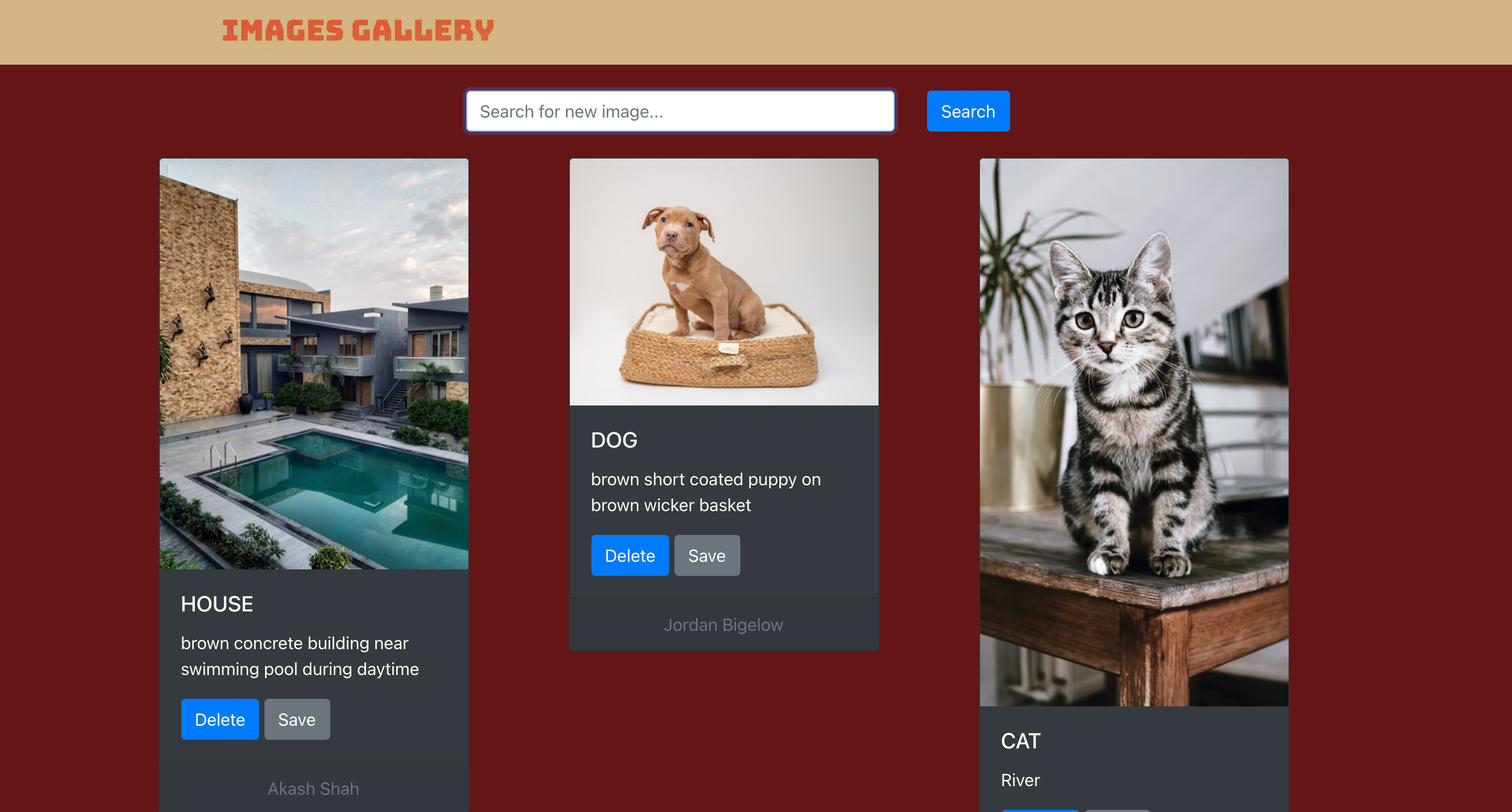 GitHub - jburger69/images-gallery: Full stack application based on ...
