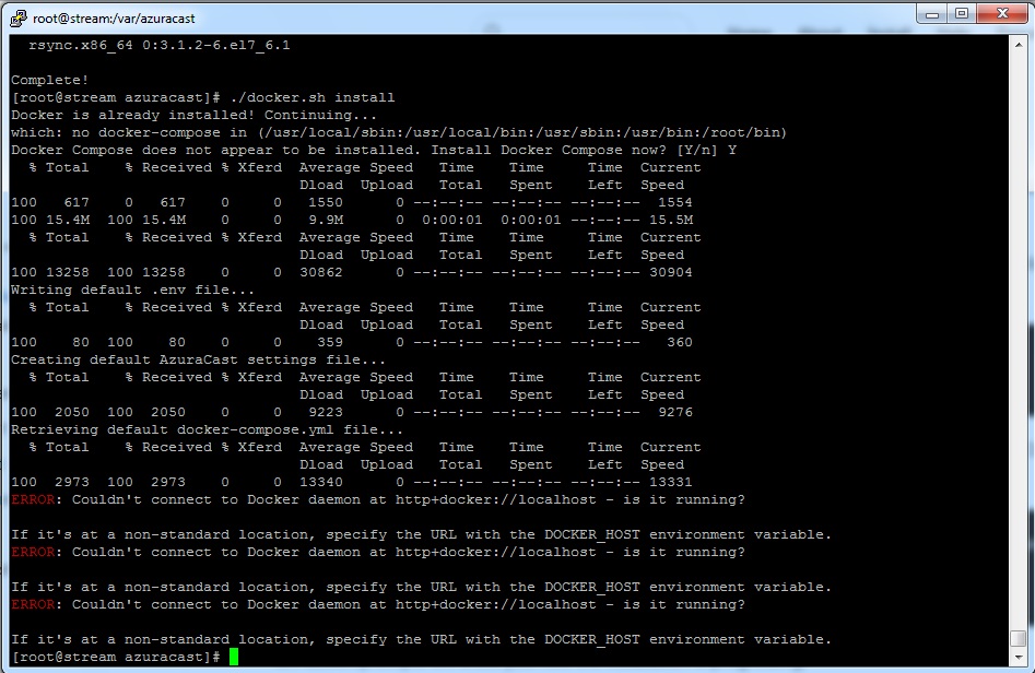 Docker install error · Issue #1603 · AzuraCast/AzuraCast · GitHub