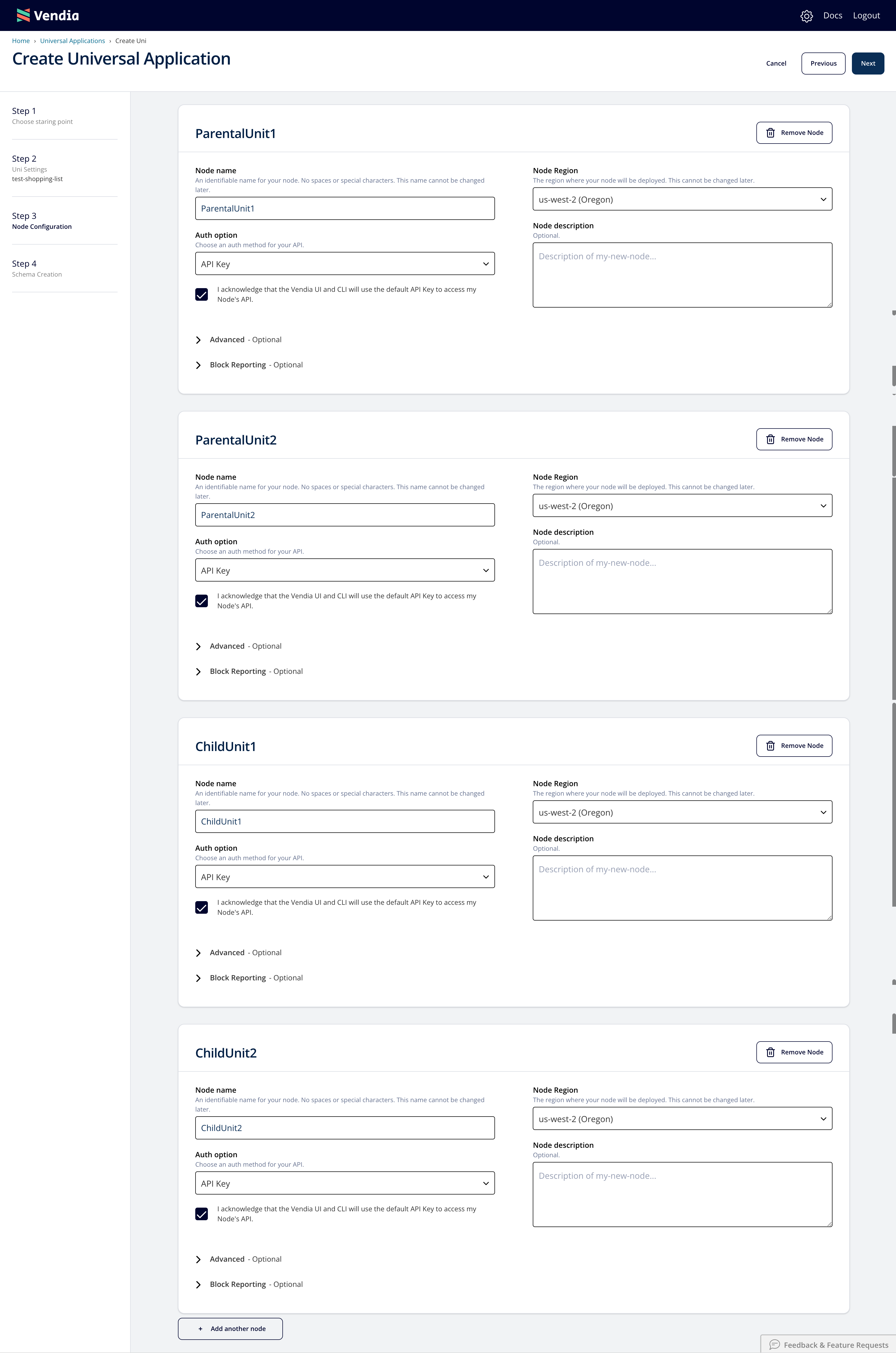 Node settings