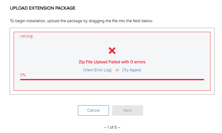 Incorrect error message when trying to install invalid extension ...