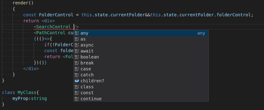 BUG: Autocomplete (IntelliSense) for TSX control properties displays ...