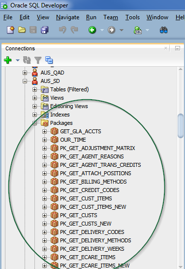 Oracle packages где хранятся процедуры