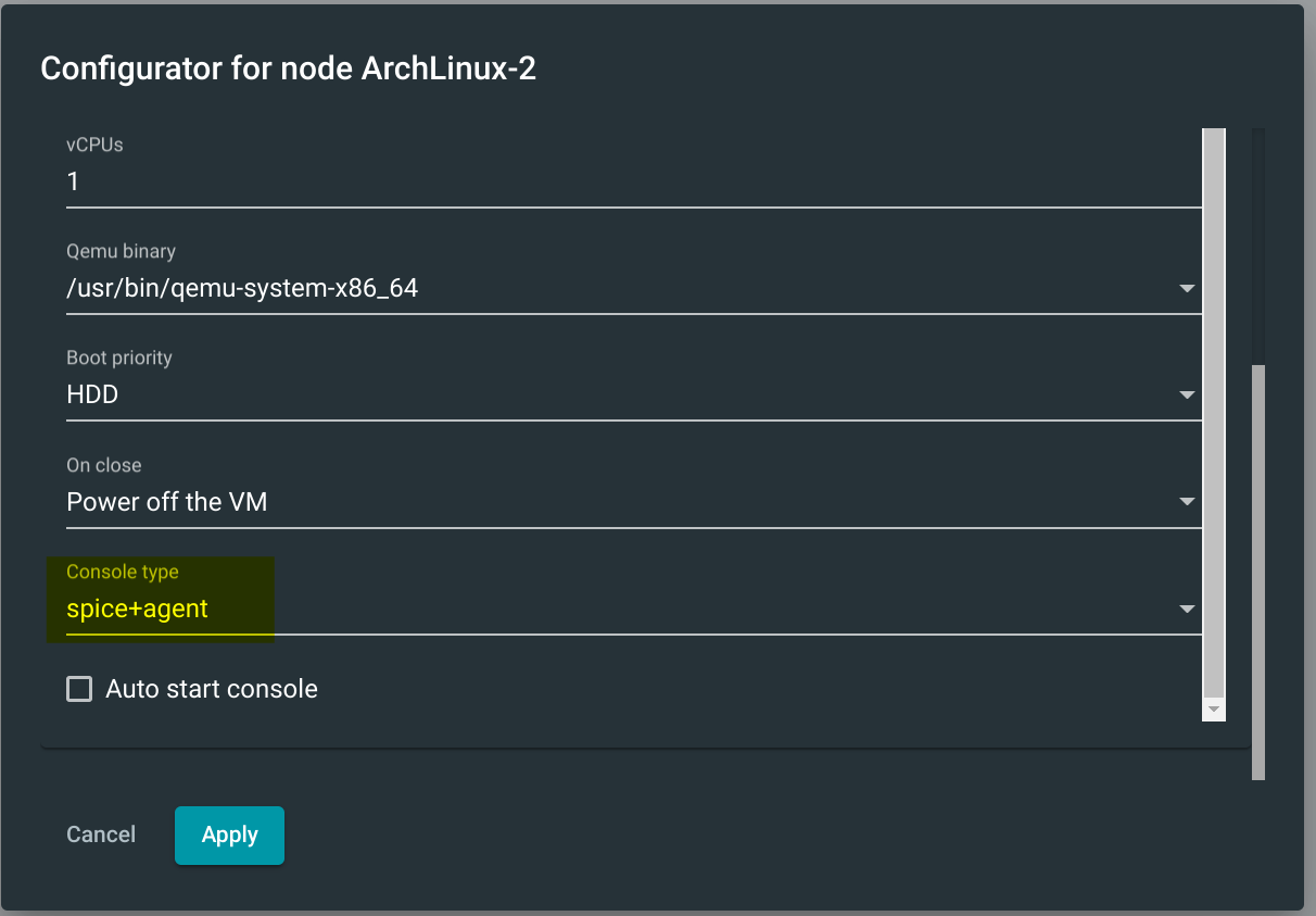 GNS3 webui spice+agent and none console type not supported · Issue