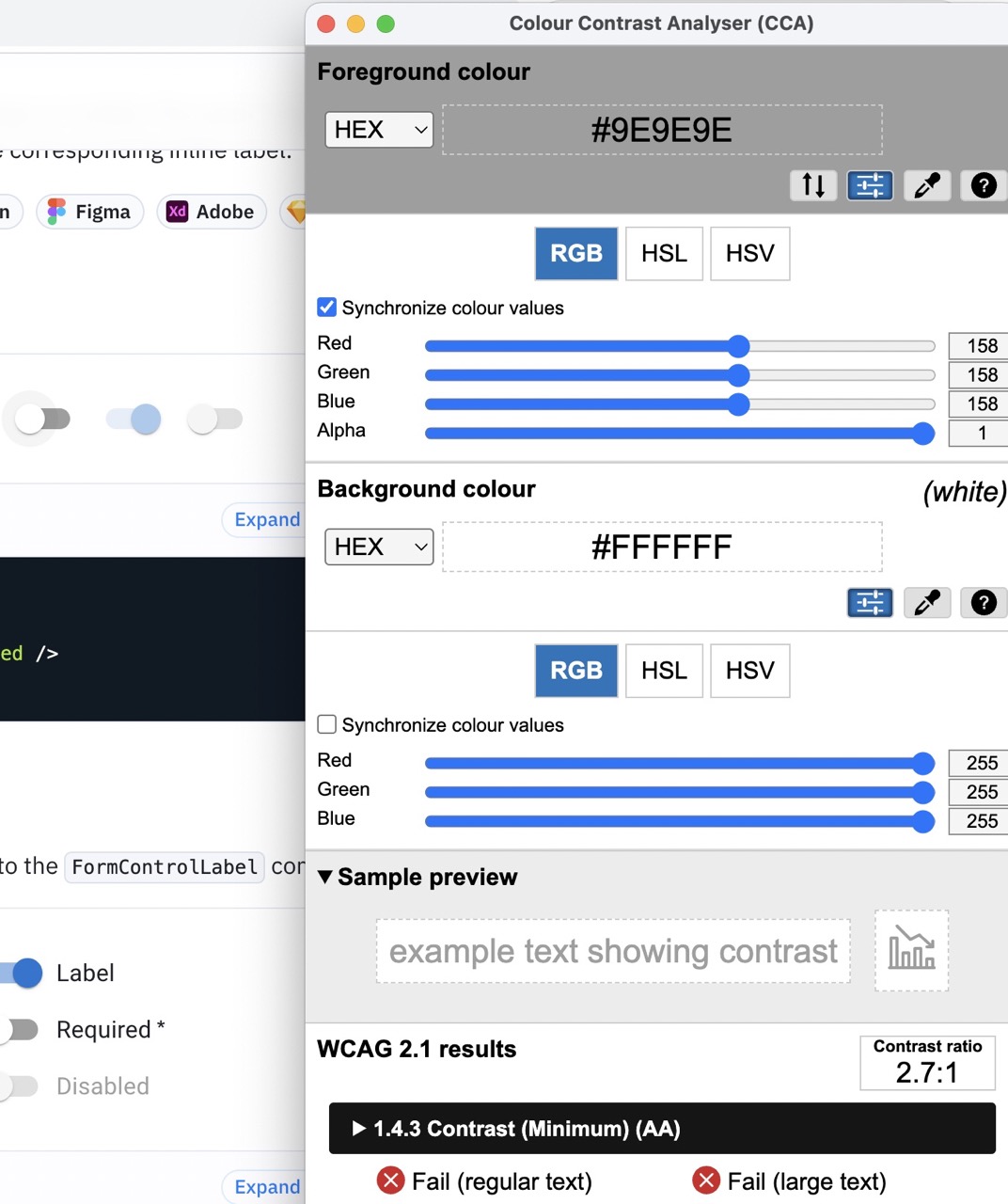 Switches fail colour contrast checks WCAG 1.4.3 · Issue 39134 · mui