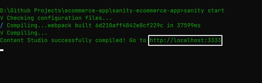 sanity start output