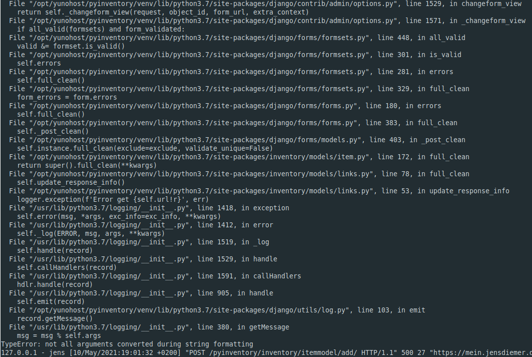 Error in logging · Issue #50 · jedie/PyInventory · GitHub