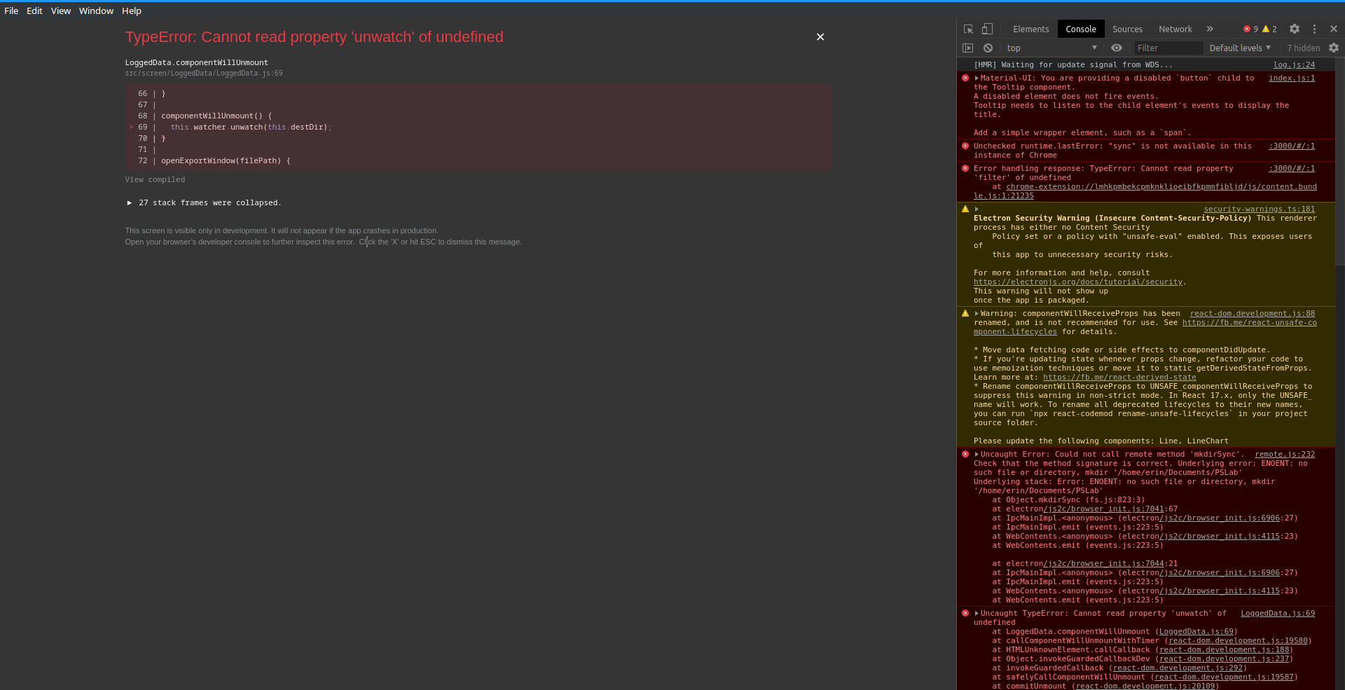 Bug: Data Logger cannot read property 'unwatch' of undefined · Issue ...