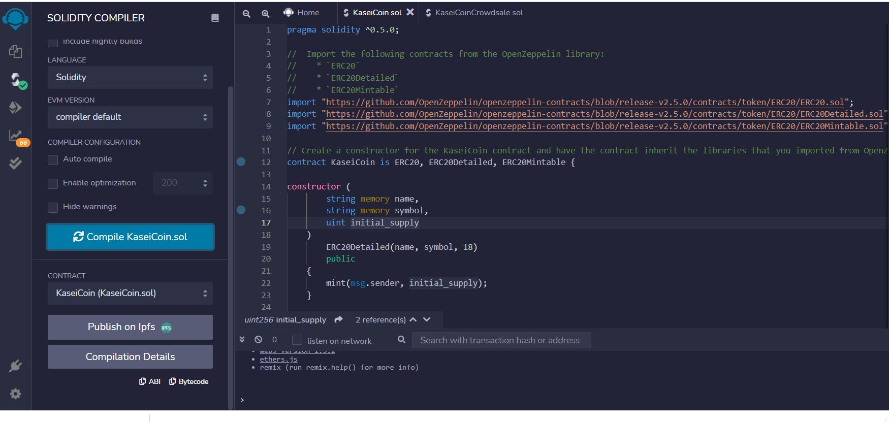 GitHub - ThusSpokeZarate/KaseiCoin: Creating ERC-20 token for ...