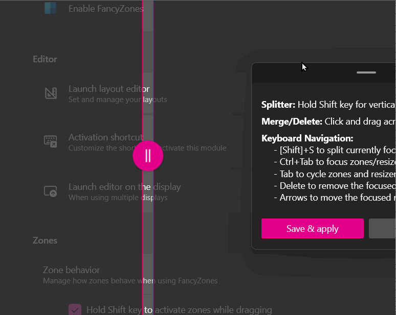 FancyZones editor can't delete pane · Issue 21452 · microsoft