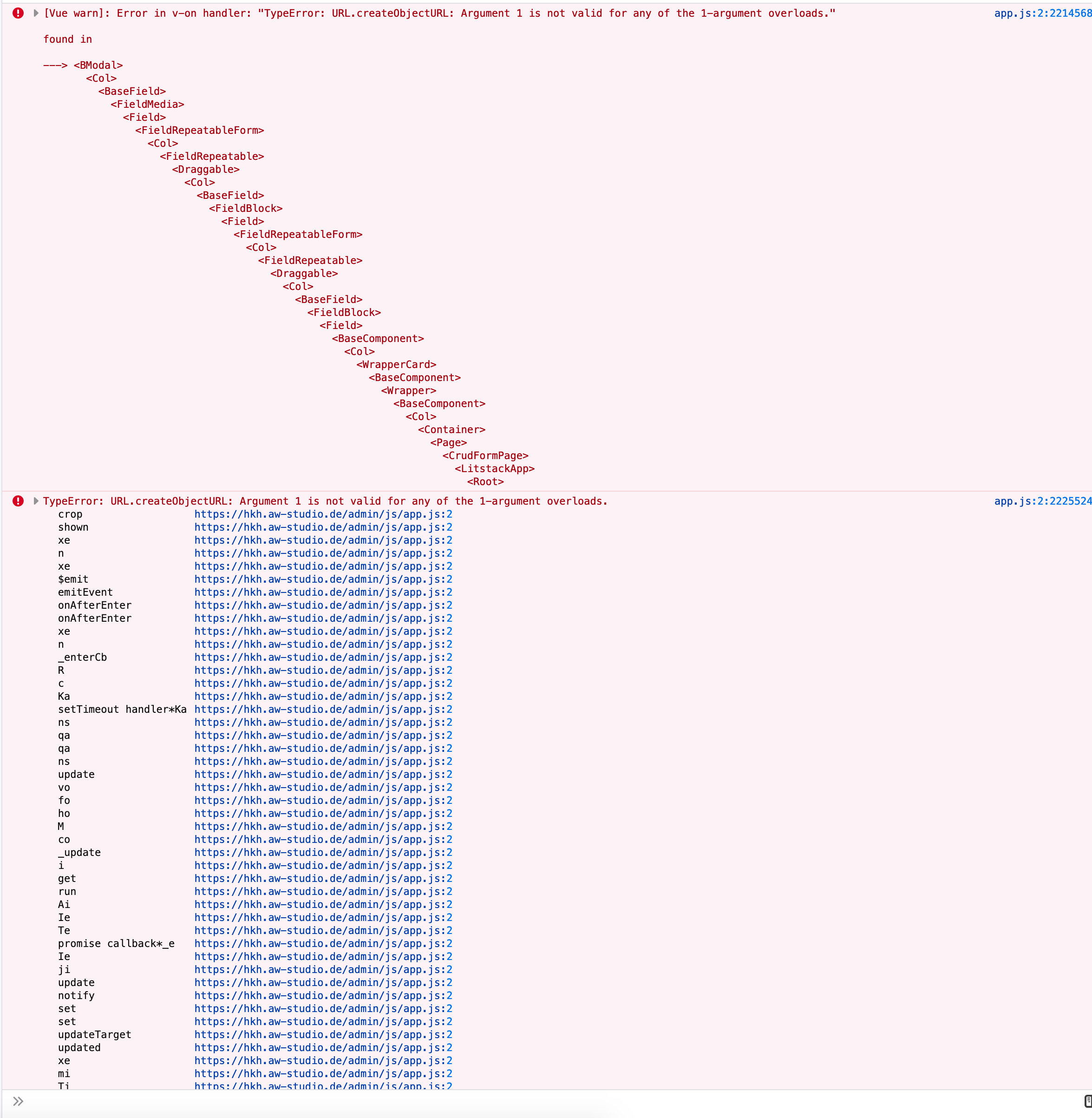Image Cropper is throwing a vue error after repeated upload · Issue 191 · litstack/litstack