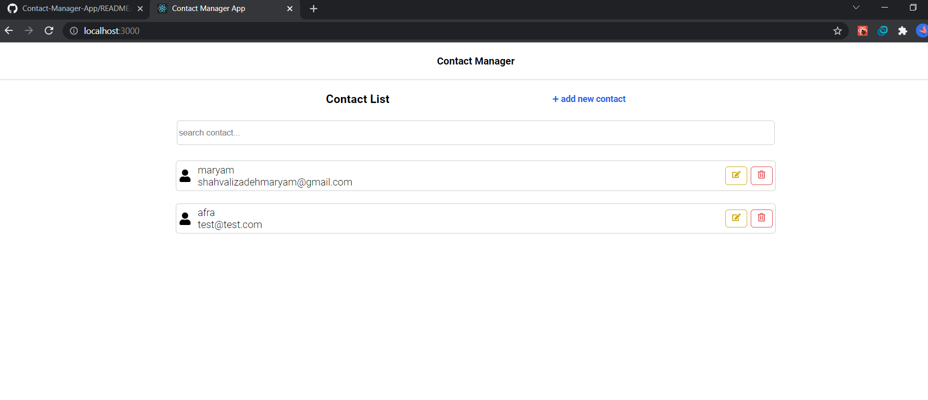 Contact Manager In Javascript GitHub - shahvalizadehmaryam/Contact-Manager-App: Is a Single page ...
