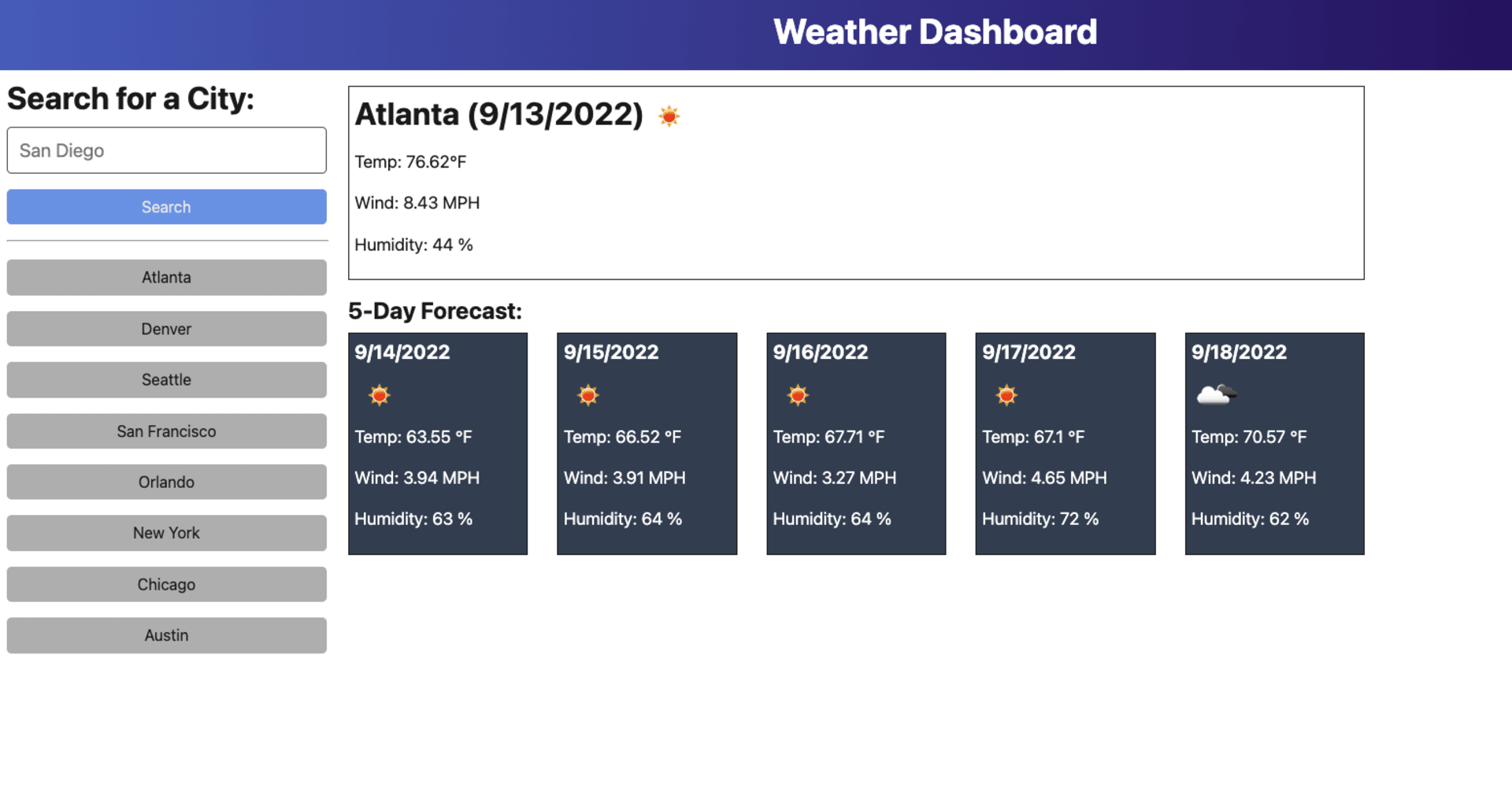 GitHub - Josh236061/weather-dashboard: Rice Bootcamp Challenge ...