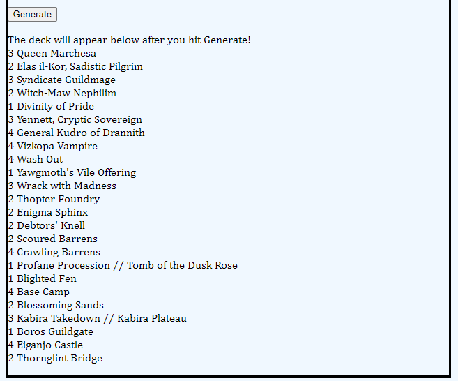 GitHub brandonhofbauer/magicdeckgenerator Full stack web app that
