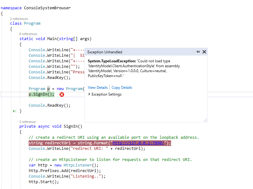 Error : Could not load type 'IdentityModel.Client.AuthenticationStyle ...