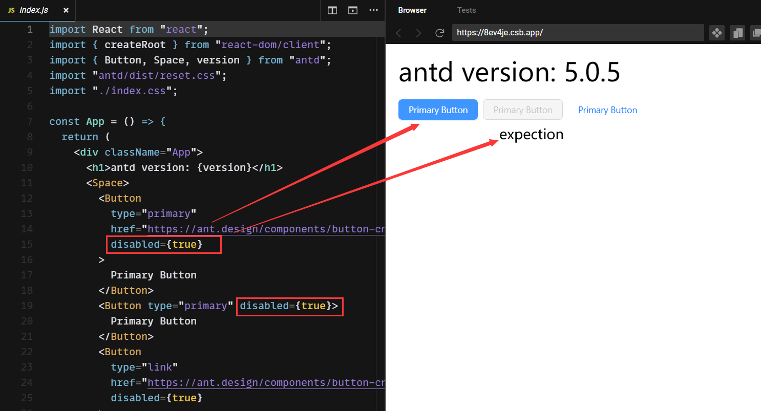 If you set the href attribute, the disabled style does not take effect