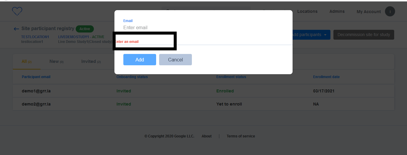 [PM] Site participant registry > Add participant > UI issue when it ...