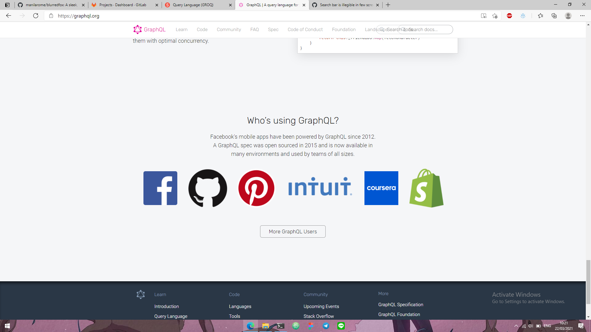 Search bar is illegible in few screens · Issue #1006 · graphql/graphql ...