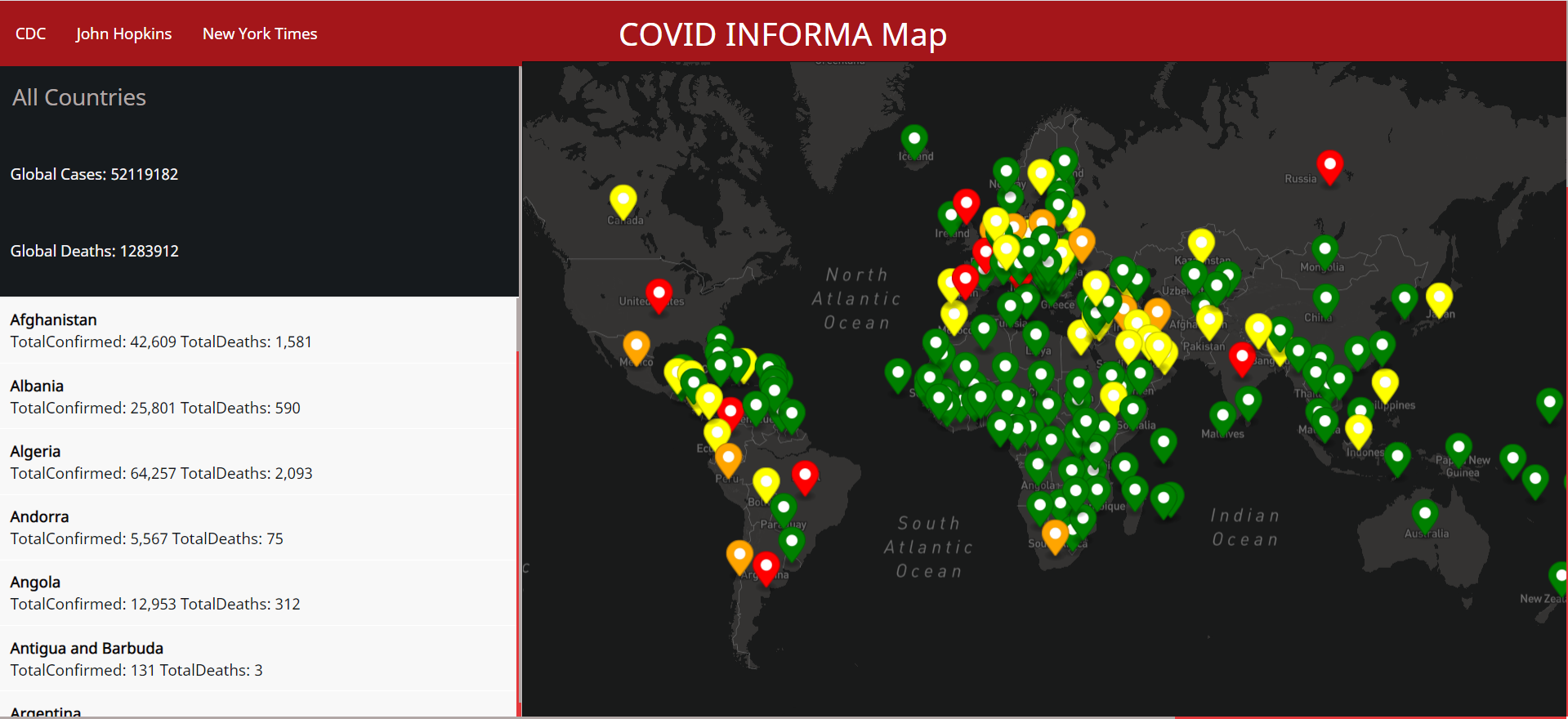 GitHub - nicouva/Project1-COVID19-Map: Interactive global map tracking ...