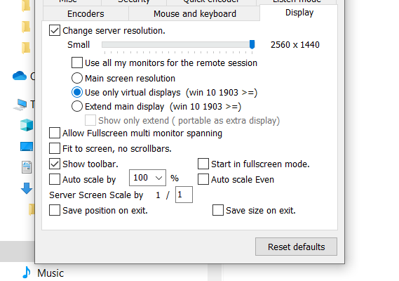 Can't change resolution in UltraVNC Server 1.3.8.1 on Windows 11