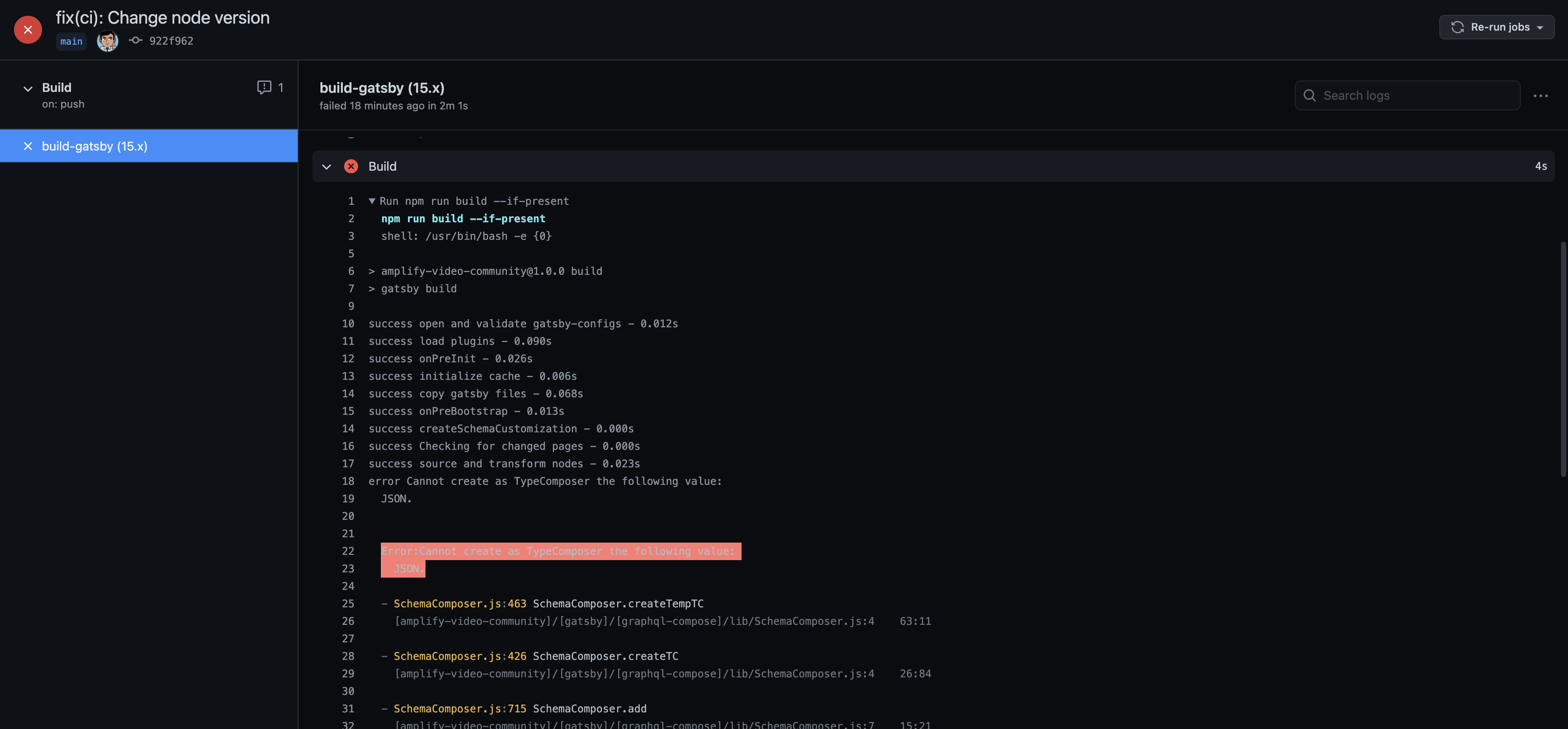 'Error: Cannot create as TypeComposer the following value: JSON ...