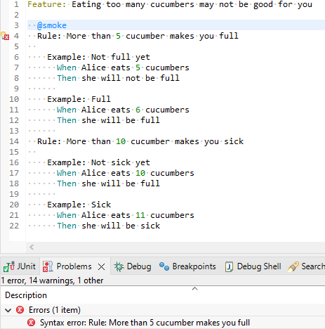 Gherkin syntax error when tagging rules and rule examples · Issue #504 ...