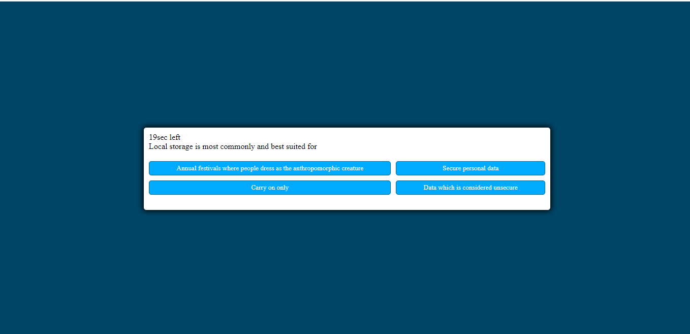 javascript interactive quiz with timer | enhancing... GitHub - boylepeter/JS-Code-Quiz: A quiz app currently configured with ...