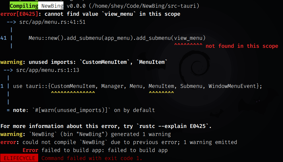  view menu cannot found when compiling newbing issue 1 everest