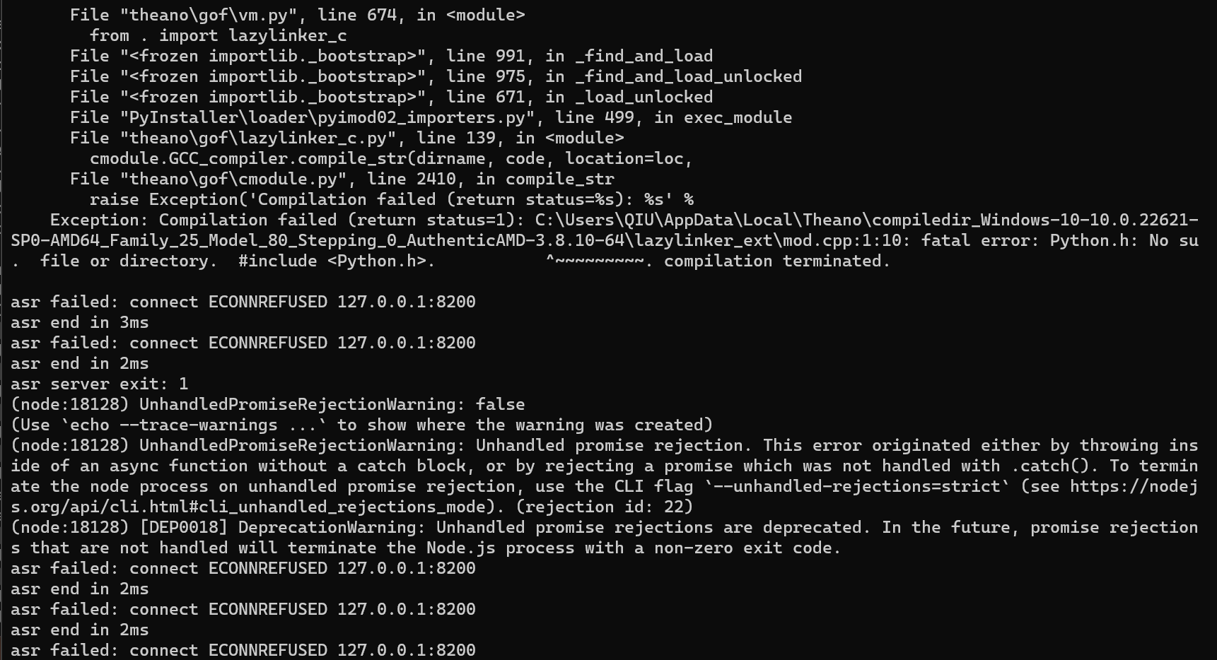 asr failed: connect ECONNREFUSED 127.0.0.1:8200 · Issue #4