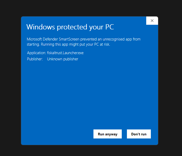 Windows defender warning Publisher unknown · Issue 92 · fiskaltrust