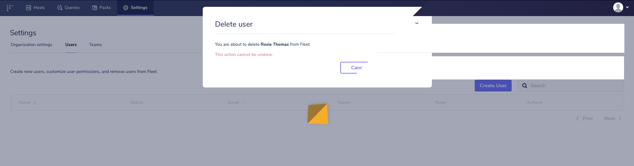 Delete user bug (loading) · Issue #921 · fleetdm/fleet · GitHub