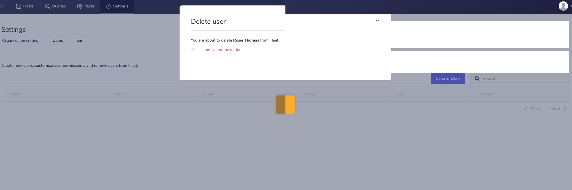 Delete user bug (loading) · Issue #921 · fleetdm/fleet · GitHub