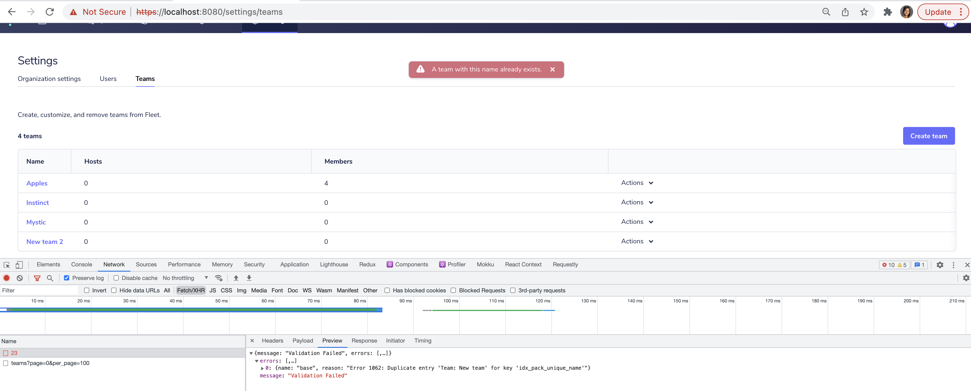 Bug: Error thrown for schedules with reusing a name for a team · Issue ...