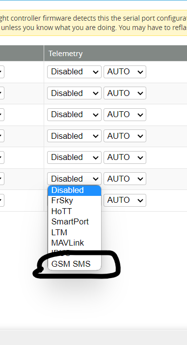 How do we use GSM SMS option in telemetry under ports tab? · Issue ...