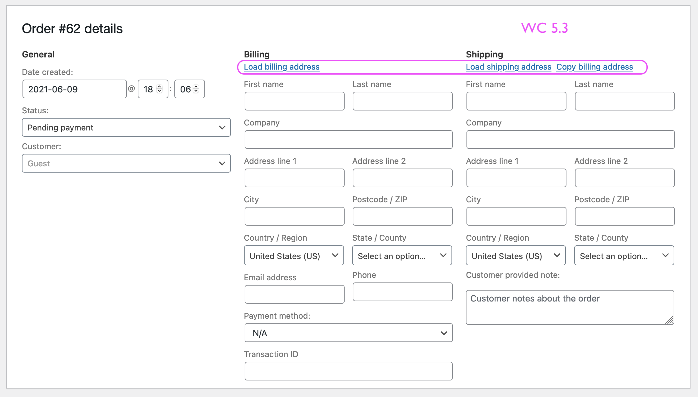 The Load Shipping adress and Copy billing adress links are no longer ...