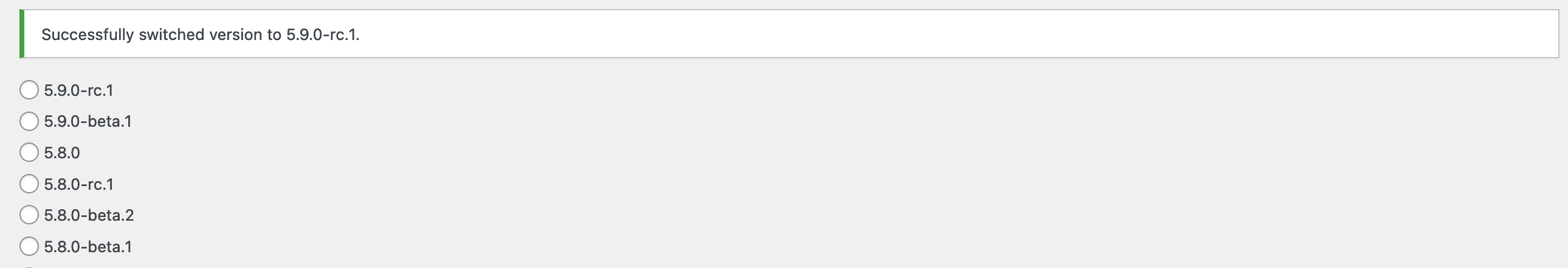The radio button for selected version after switching isn't selected ...