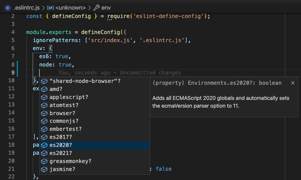 eslint-define-config