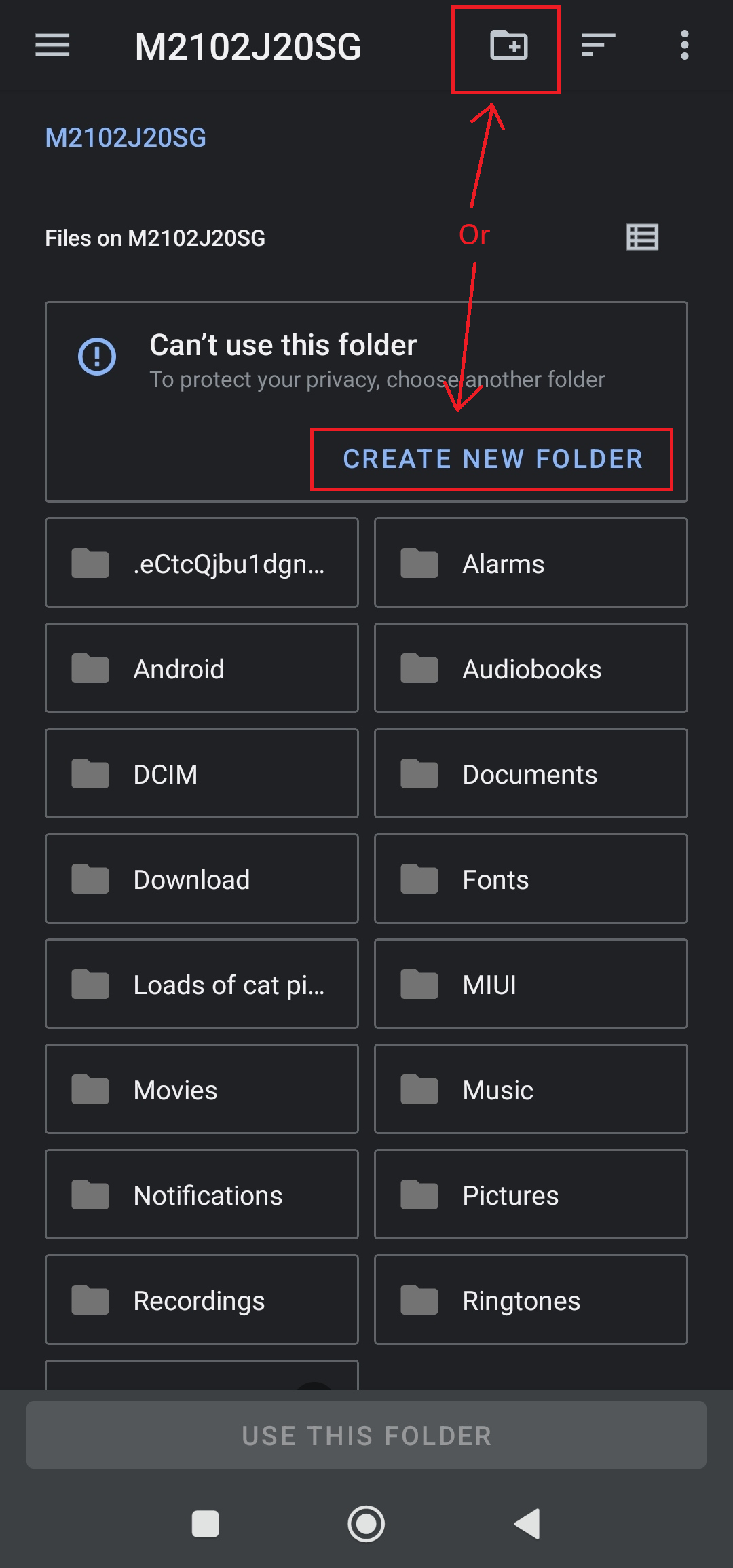 Create new folder