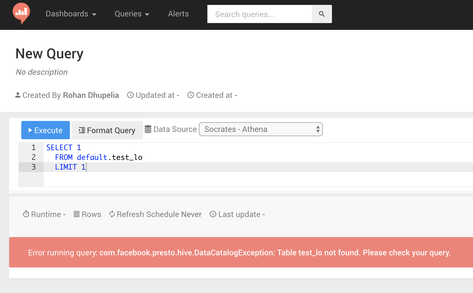 Athena queries Incorrect error message on v4 · Issue 2461