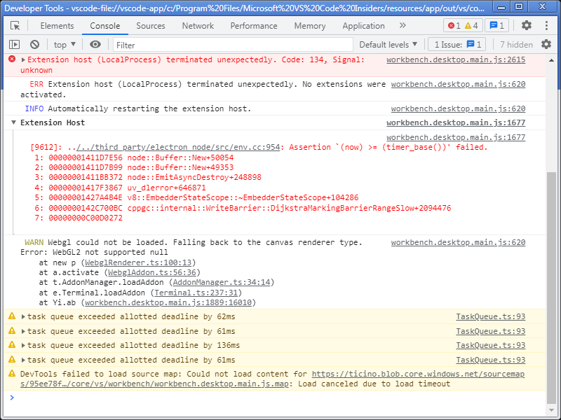 Connection to terminal's pty host process is unresponsive