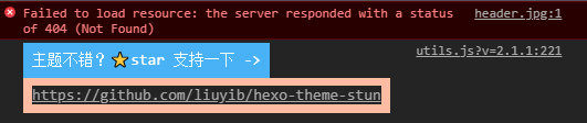 部署到GitHub上时候，顶部背景图片无法正常显示。 · Issue #35 · liuyib/hexo-theme-stun · GitHub