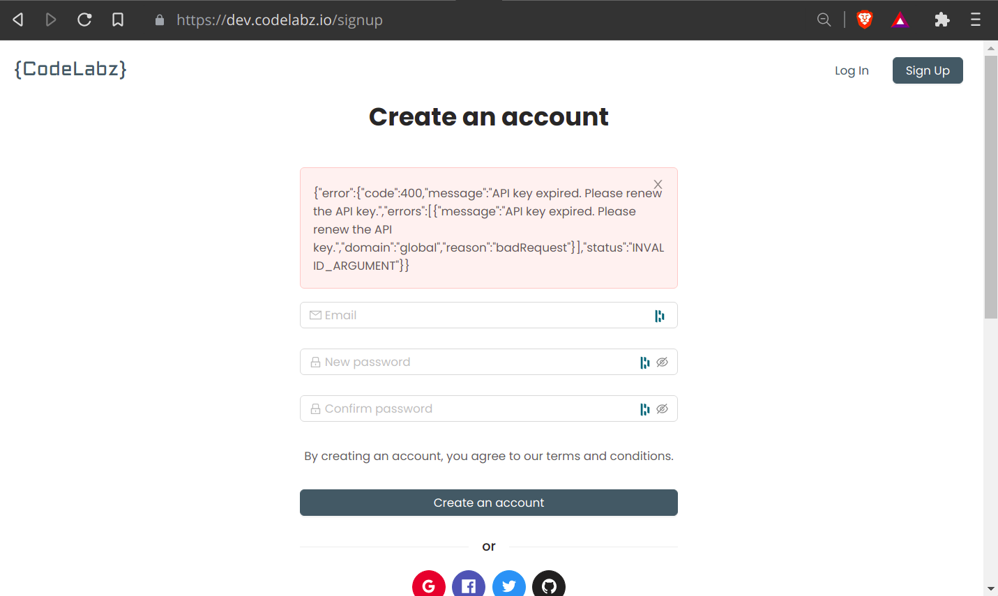 Google OAuth API Key Expired · Issue #164 · scorelab/Codelabz · GitHub