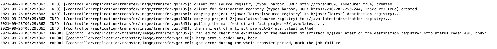 The robot account doing replication did not meet the expected HTTP code ...