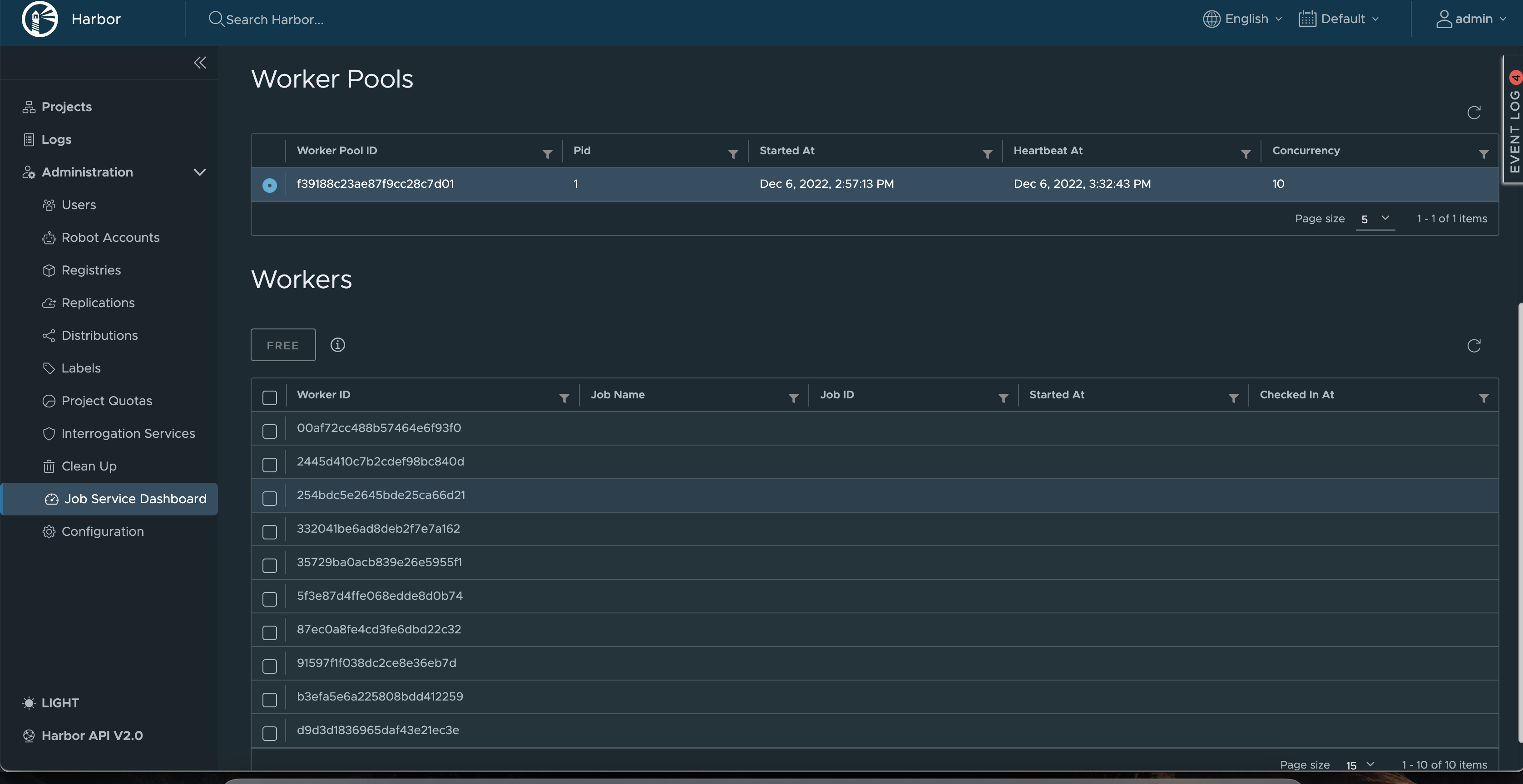 Job Service Dashboard Worker Pools page field filter issue · Issue ...